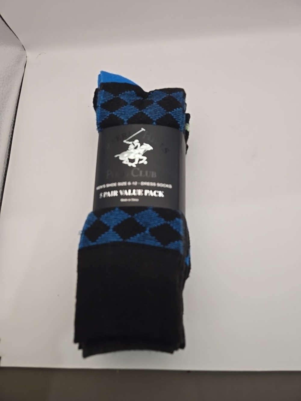 Beverly Hills Polo Club Black & Blue Dress Socks - 5 Pair Pack